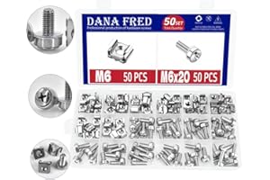 Cage Nut and Mounting Screw Bolts Washers Metric Square Hole Hardware for Rack Mount Server Shelves Cabinets Assortment Kit M