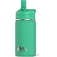 Hydrapeak Mini 14oz Water Bottle with Straw Lid, Stainless Steel Double Wall Insulated Water Bottle | Leak-Proof and Spill-Proof Water Bottle, 24 Hours Cold (Jade)