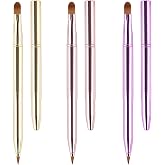Yoizyfree 3 Pack Retractable Lip Brush for Lipstick,Yoizyfree Retractable Lip Brushes Double-Ended Travel Lip Makeup Brush Set for Lipstick Lip Gloss Include Lid