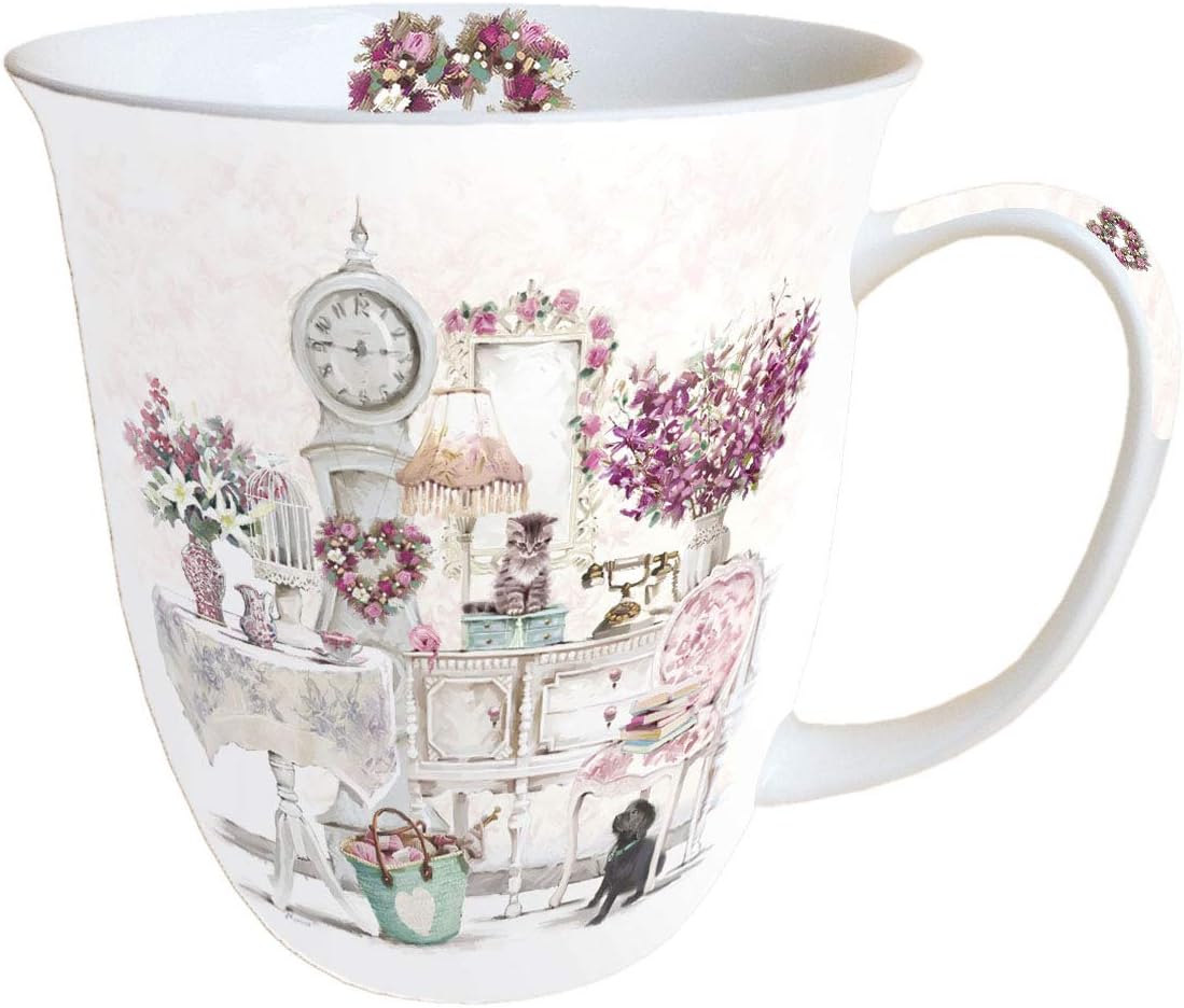 Ambiente Kitten Cats Teetasse – Ca. 0,4 L, Feines Bone China, Mit Katzen-Motiv