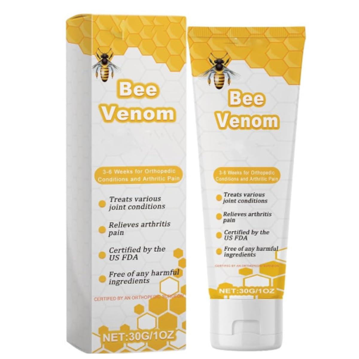 KARLOR Bee Venom Gel Body Cream Joint Therapy Gel for Shoulder, Neck, Cervical Spine, Wrist - 30g Tube - Yellow - Unisex