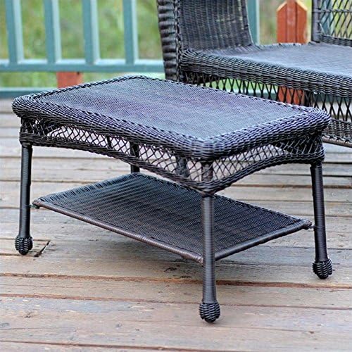 Jeco Allweather Wicker Resin Outdoor Patio Coffee Table In Espresso