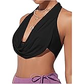 SweatyRocks Women's Draped Halter Top Cut Out Sleeveless Y2k Cropped Tank Top Clubwear