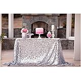 50''x72''Silver Sequin Tablecloth, Wedding Table Cloth, Sparkle Sequin Linens, Glitz, Sequin Cake Tablecloth, Sequin Tableclo