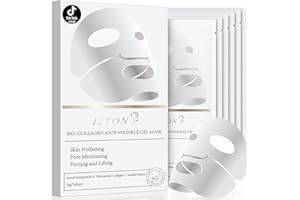 ISTON 6 Pack Bio-Collagen Real Deep Anti Wrinkle Lifting Mask,Overnight Hydrating Face Mask for All Skin Types -Pore Minimizing,Elasticity Enhancing,Firming,Moisturizing