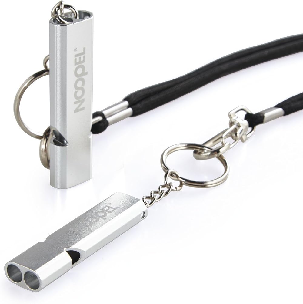 Noopel Emergency Survival Whistle 2 Pack with Keychain Aluminum Alloy