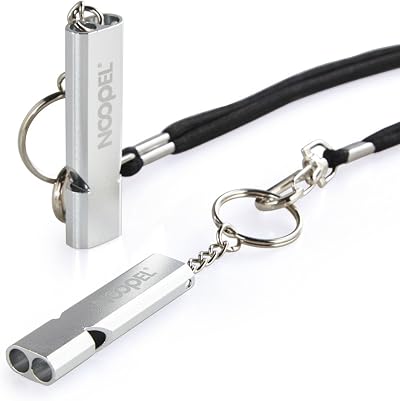 Noopel Emergency Survival Whistle 2 Pack with Keychain Aluminum Alloy