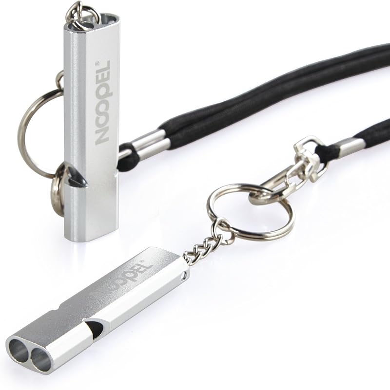 Noopel Emergency Survival Whistle 2 Pack with Keychain Aluminum Alloy