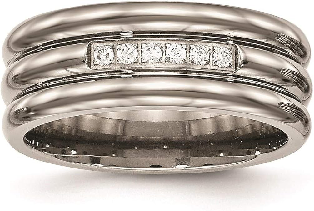 Ryan Jonathan Fine Jewelry Titanium Grooved Cubic Zirconia Ring Amazon