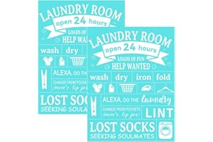OLYCRAFT 2Pcs 8.7x11 inch Self-Adhesive Silk Screen Printing Stencil Turquoise Color Adhesive Mesh Transfers Laundry Room Theme Silk Screen Stencils for DIY Decoration T-Shirt Fabric