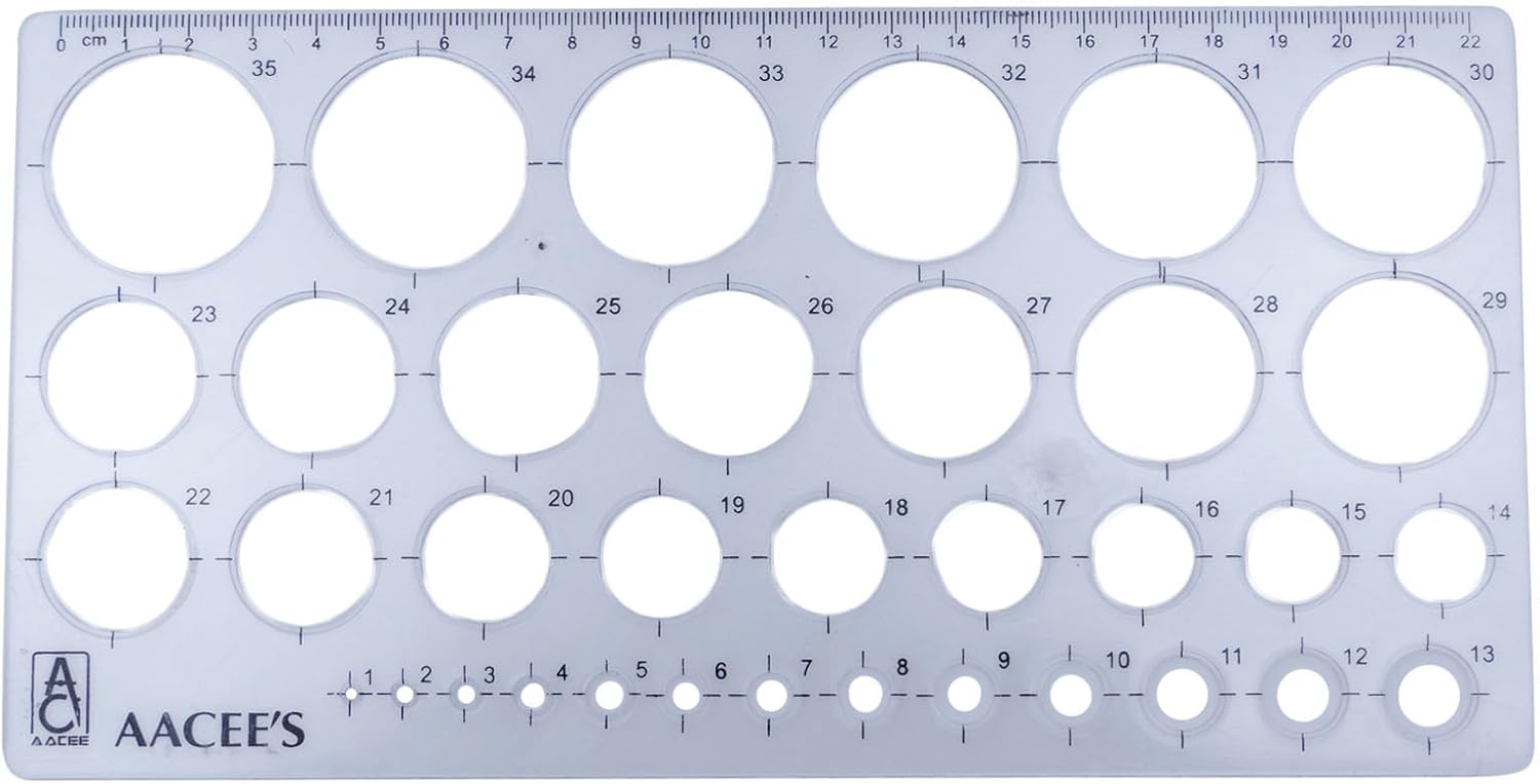 AACEE’S Plastic Stencil Template Transparent Circle Radius Ruler