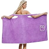 KUEUS Plus Size Women's Wearable Shower Skirt, Women's Coral Fleece Bathrobe, Quick-Drying & Absorbent Bath Towel