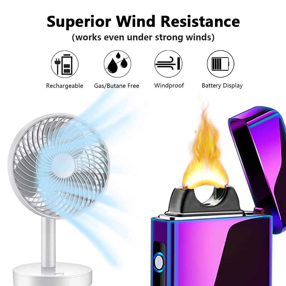 RSBYE Plasma Feuerzeug Lichtbogen Feuerzeug USB aufladbar LED Ladeanzeige Ideal für Camping Grillen im Freien Anzünden von Kerzen und den Gebrauch zu Hause EIN stilvolles Geschenk für Männer (Farbig) 3