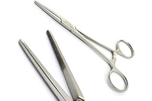 MEDSPO Professional Forceps | Dental Medical Ortho Surgical Needle Holder Locking | Veterinary Suture Restorative | Orthodontic Pliers Instruments CE (Kelly Forceps Straight)