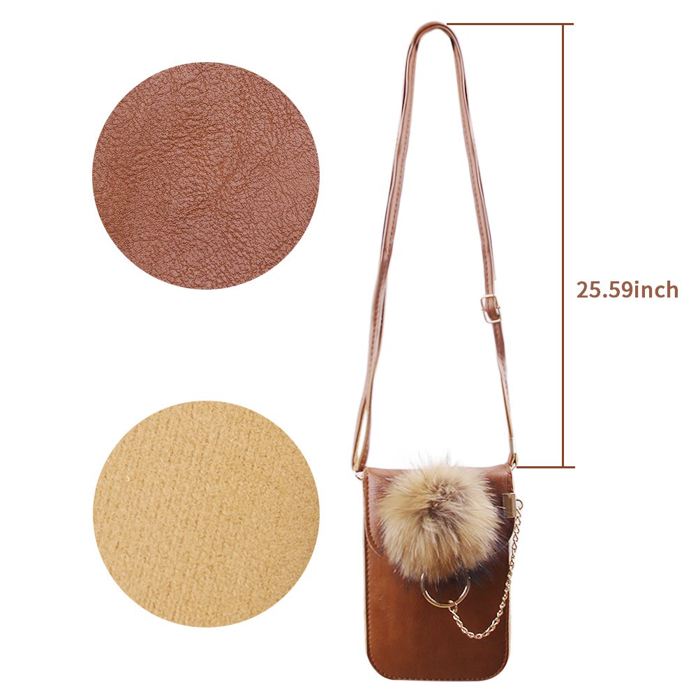 Cell phone purse with shoulder strap,small crossbody bags for women,phone wallet for girls (Brown)