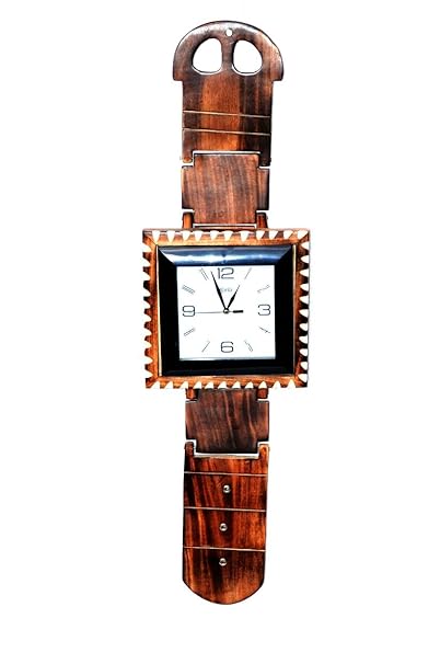 Univocean Handcarved Antique Wooden Wall Clock ( 23 cm x 6 cm x 80 cm, Bown)