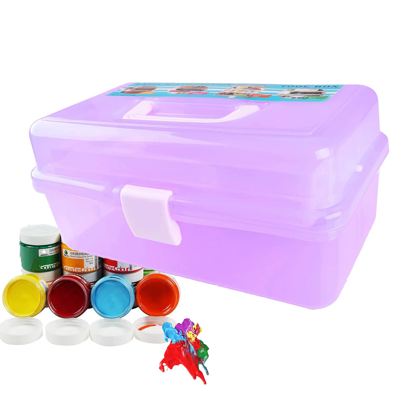 Craft Storage Box, 3 Layer Multipurpose Storage Box, cantilever tool box, Art Craft Organizer for Art Materials, Medicine, Tools, Toy, Cosmetic