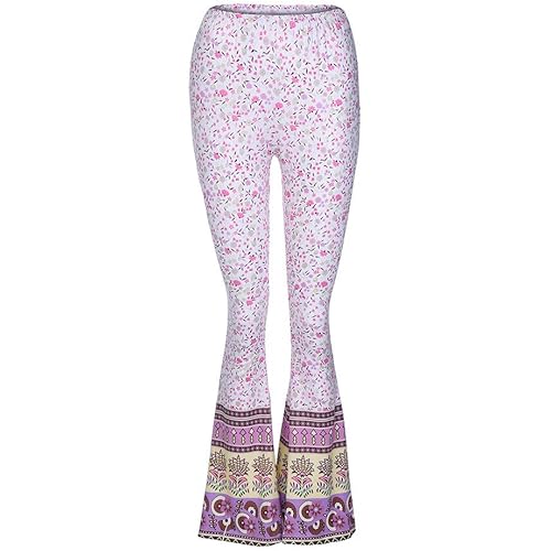 Hengshikeji Pants for Womens, High-Waist Women Floral Loose Wide Leg Pants Bell-Bottoms Lounge Yoga Trousers