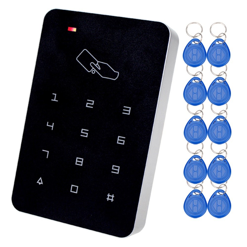 LIBO 125KHz RFID Keypad Access Control System Digital Keyboard, Single Door Use, Support 1000 Users, Including 10pcs TK4100 EM ID Keyfobs