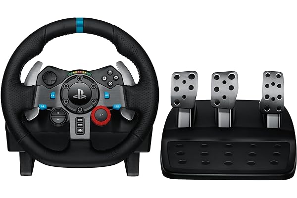 Logitech G29 Driving Force Racing Wheel and Floor Pedals, Real Force Feedback, Stainless Steel Paddle Shifters, Leather Steering Wheel Cover for PS5, PS4, PC, Mac - Black