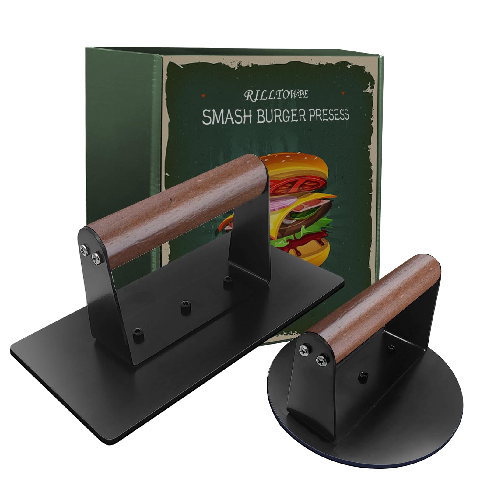 Rilltowpe Burger Press, Burger Patty Press, Stainless Steel Hamburger Press, Make Delicious Burgers, Patties, BBQ, Burger Press with Non-Stick Coating. Gift for Men