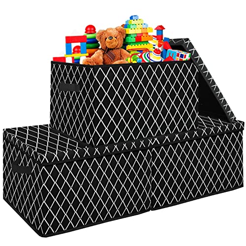 Toy Organizers and Storage with Lids 3 Pack Collapsible Fabric Toy
