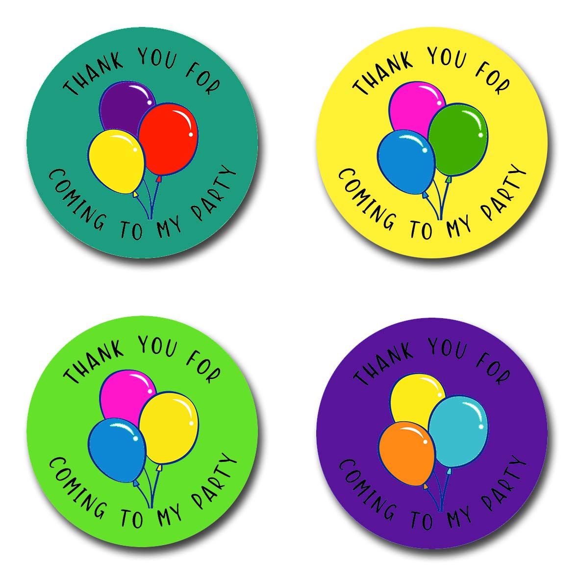 40mm Mixed Balloon *Thank You For Coming To My Party* Round Stickers for Party Bags & Sweet Cones (24 x Stickers)