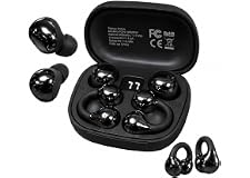 Fone de Ouvido Bluetooth, 2 Pares, Mini para Dormir e Tipo Clip, Preto | 40 Horas em Standby, LED de Bateria, Bluetooth 6.0, IPX5, para Ouvidos Pequenos, Sono de Lado, Esportes e Quem Usa Óculos.