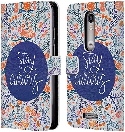 Official Cat Coquillette Stay Curious Navy Quotes Typography 4 Leather Book Wallet Case Cover For DROID Turbo 2 / X Force