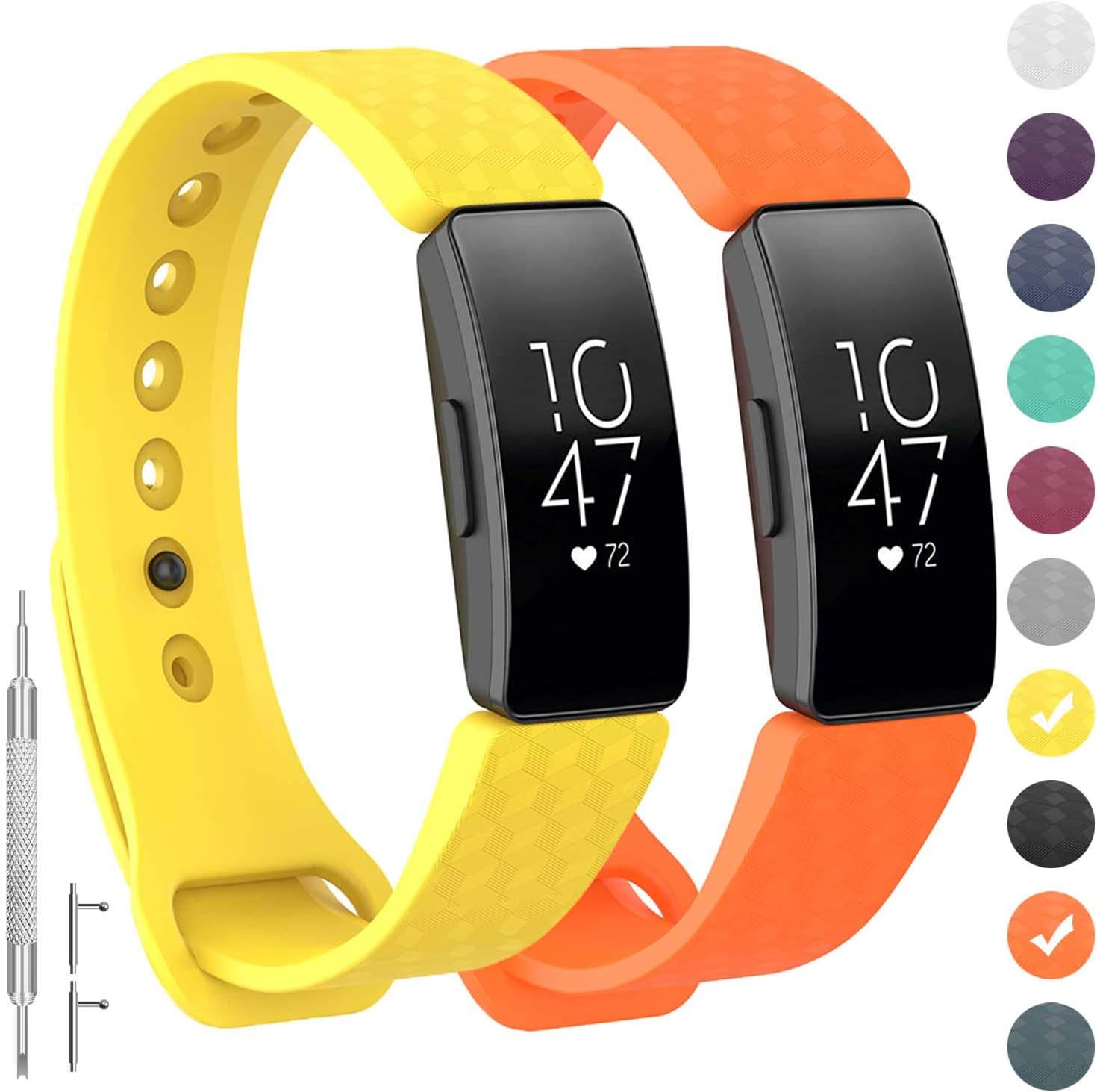 GVFM Compatible with Fitbit Inspire/Inspire HR Bands, Adjustable Soft Silicone Bracelet Accessories Sport Strap for Women Men Wristbands