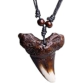 Scddboy Shark Tooth Necklace for Mens Surfer Necklace Hawaiian Beach Surfer Jewelry - Adjustable Cord Necklace