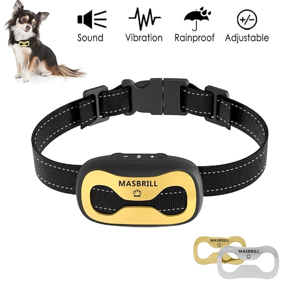 MASBRILL Anti Bell Halsband für Kleine und mittelgroße Hunde Vibration ohne Schock Harmlos 7 Verstellbare Stufen hundeerziehu