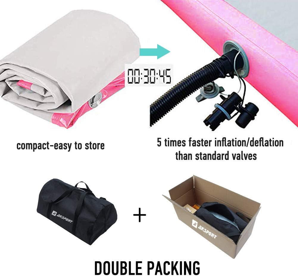 AKSPORT Air Track Gymnastics Tumbling Mat Inflatable Floor Mats with Electric Air Pump for Home Use/Tumble/Gym/Training/Cheerleading/Parkour/Beach/Park/Water 3.3/10/13.12/16.4/20/23-39ft : Sports & Outdoors