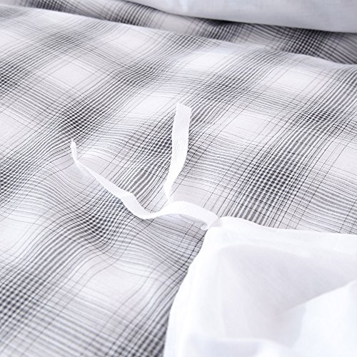 Merryfeel Cotton Duvet Cover Set,100% Cotton Yarn Dyed Buffalo Check Gingham Plaid Geometric Duvet Cover Set,3 Pieces Bedding Set - Full/Queen Black and White