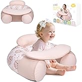 KAKIBLIN Baby Sit Me Up Seat, Inflatable Baby Seat with Cover for Babies 3-36 Months,Portable,Inflatable Sit & Play Floor Seats for Sitting Up for 3 Months Pink