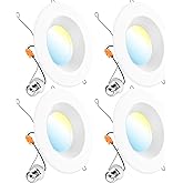 Sunco 4 Pack LED Recessed Lighting 6 Inch, Retrofit Can Lights, 965LM, 13W (75W Equivalent), Selectable CCT 2700K/3000K/3500K/4000K/5000K, Dimmable, Baffle Trim, Damp Rated UL