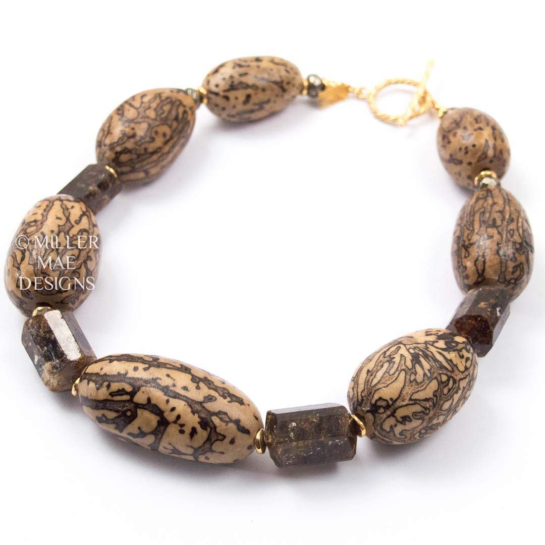 Amazon Com Large Kenyan Palm Tree Doum Nut Statement Necklace With Large Chocolate Tourmaline Nuggets 18 Inches Long Handmade Necklace By Miller Mae Designs Handmade