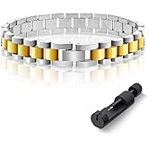 Yowivon 18K Gold Plated Chain Link Bracelets for Women, Adjustable Metal Watch Band Chain Wristband, Thick Link Stainless Steel Non Tarnish Bracelets Fashion Jewelry Gifts