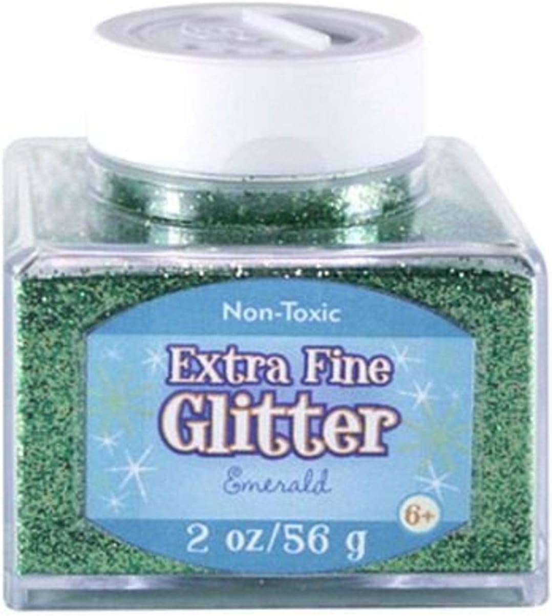 Sulyn Extra Fine Emerald Green Glitter Stacker Jar, 2 Ounces, Non-Toxic, Stackable and Reusable Jar, Multiple Slot Openings for Easy Dispensing and Mess Reduction, Green Glitter, SUL50869