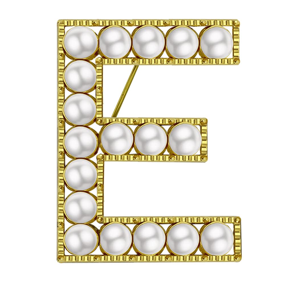 XGALBLA Letter Brooch Pins Letters(A-Z) Plated Metal Simulted Pearl Brooches for Women Girls Inspired Gift(Gold Tone), Metal Faux Pearl