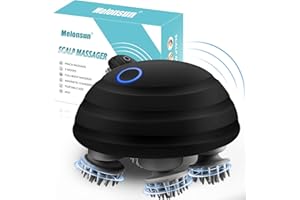 MELONSUN Rechargeable Electric Scalp Massager - IPX7 Waterproof Scalp Massager Cordless w/ 100 Massage Nodes & 5 Speed Modes - for Stress Relax, Deep Clean and Hair Growth, Gifts for Women, Men, Pets (Black)