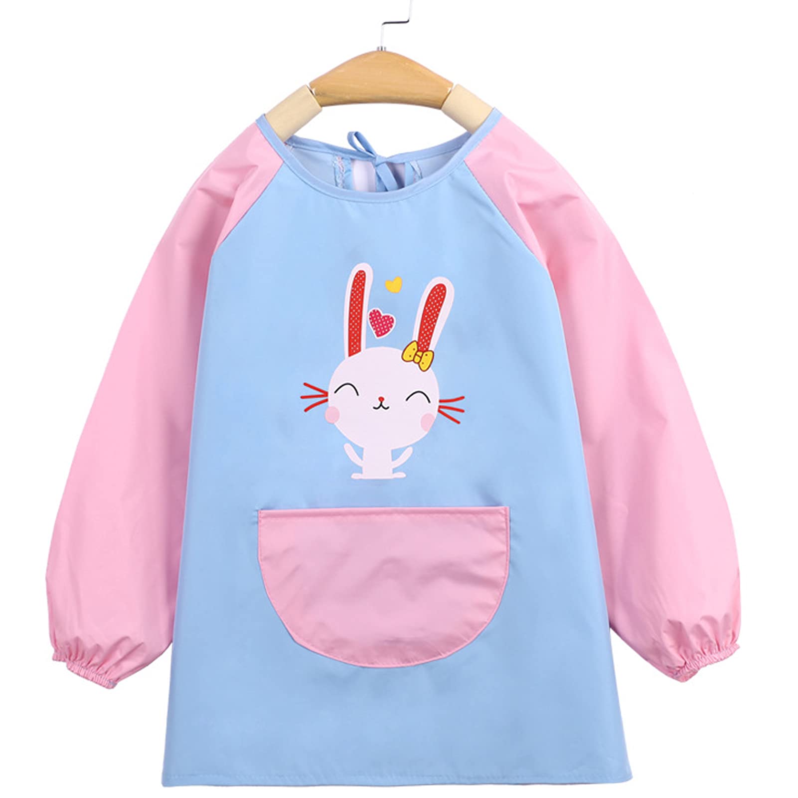 Children's Painting Apron Children 6 to 9 Years Children's Apron Girls Boys Waterproof Adjustable Cooking Apron Children with Long Sleeves and Pockets Perfect for Painting Crafts Cooking and Mud Blue