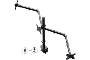 Rocelco Premium Triple Monitor Desk Mount - Standard Pattern Fits 13" - 27" LED LCD Flat Computer Screen - Three Articulated 