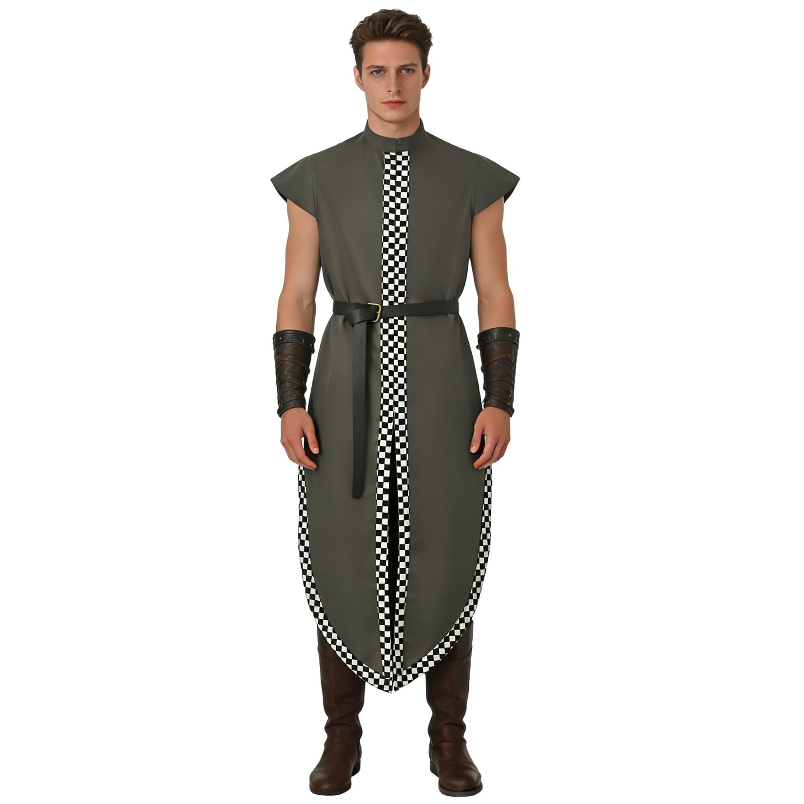 Men's Medieval Viking Vest Surcoat Renaissance Knight Pirate Tabard Sleeveless Tunic Cloak Warriors Costume for Halloween Carinval
