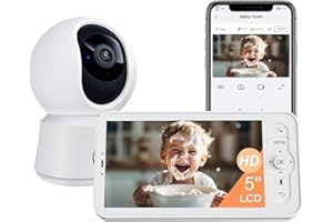 ARENTI Baby Monitor, Video Baby Camera with 5-Inch Wireless Display, 360° View, Auto-Night Vision, Temperature Sensor, Sound 