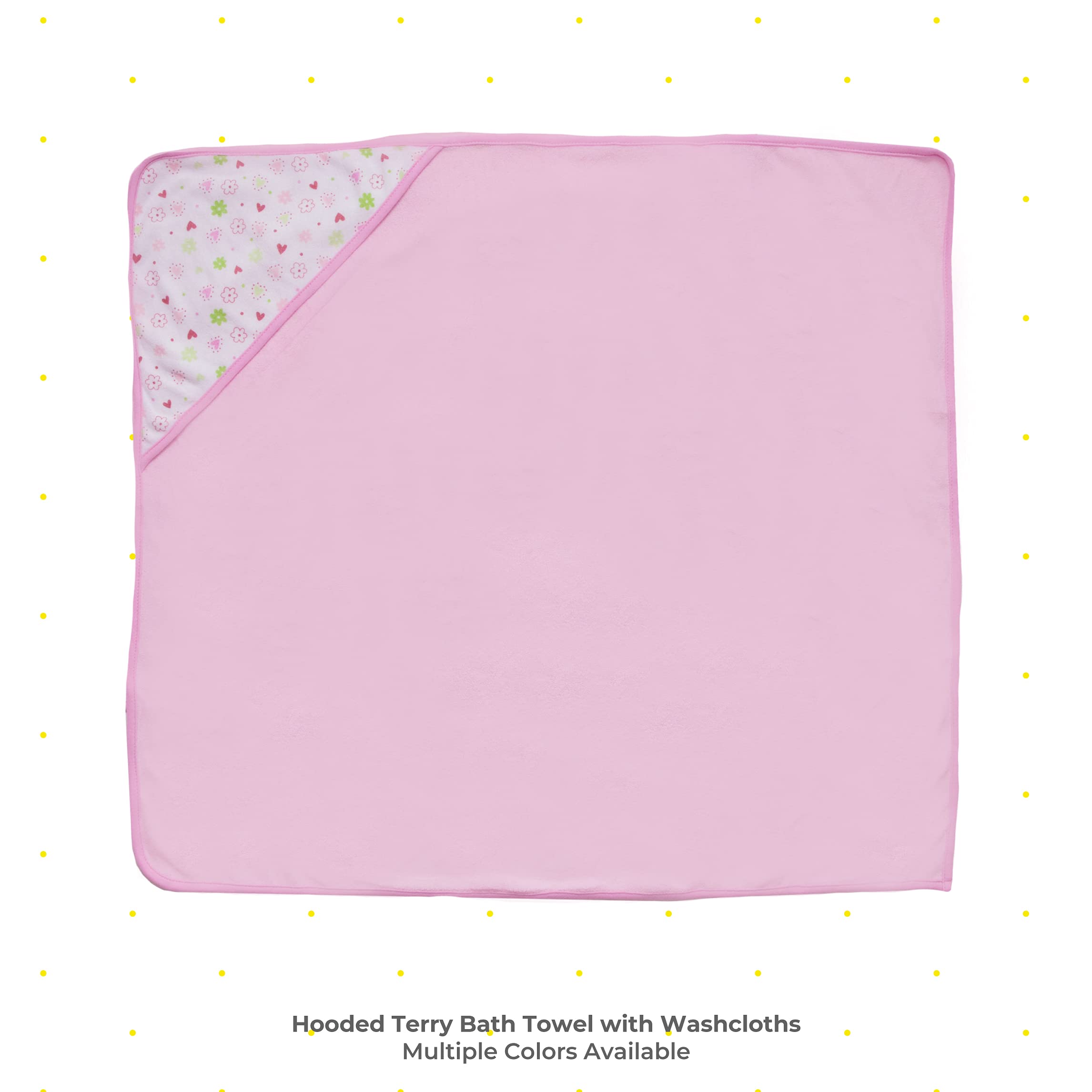 Spasilk Bath Hooded Towels & Washcloths Set for Babies, 2 Hooded Terry Bath Towels & 2 Washcloths, Pink Butterfly