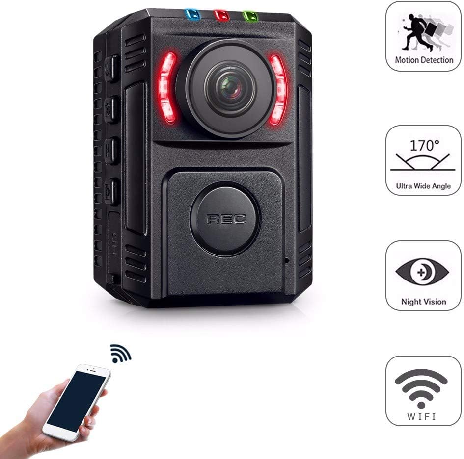 Body Cameras for Law Enforcement - Body Cameras with Night Vision - Small Police Body Camera - HD 1080P Motion Detection - Mini Body Worn Camera - WiFi Wireless Security Personal Camera with Phone App