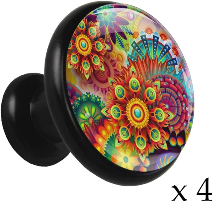 Color de caleidoscopio Pomo de cajón redondo de metal sólido con vidrio