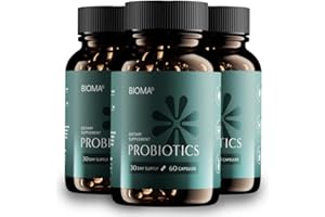 BIOMA Probiotics for Digestive Health, 3 in 1 Gut Health Probiotics and Prebiotics/Postbiotics, Slow Release Synbiotic Probiotic Capsules for Complete Gut Harmony Probiotic Multi Enzyme (180 Caps)