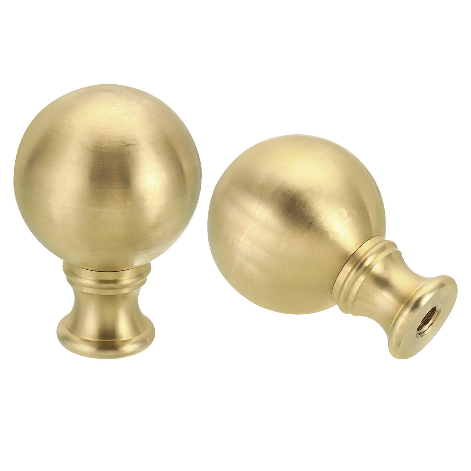 PATIKIL 1/4-27 Lamp Finial Ball Cap Knob, 2 Pack Lamp Shade Harp Top Screw Decoration for Table Lamps Floor Lamps, Brass 46mmx32mm